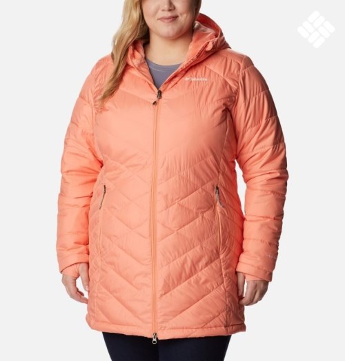 Women's Columbia Heavenly Long Hooded Jackets Coral | Plus Size CA-Q046C